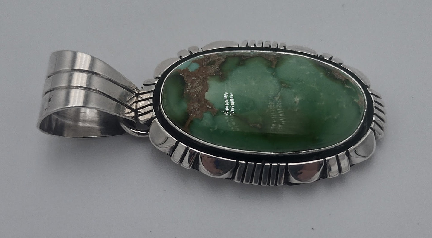 Sonoran Mountain Turquoise Sterling Silver Pendant by C. Willi Authentic Native American Handmade