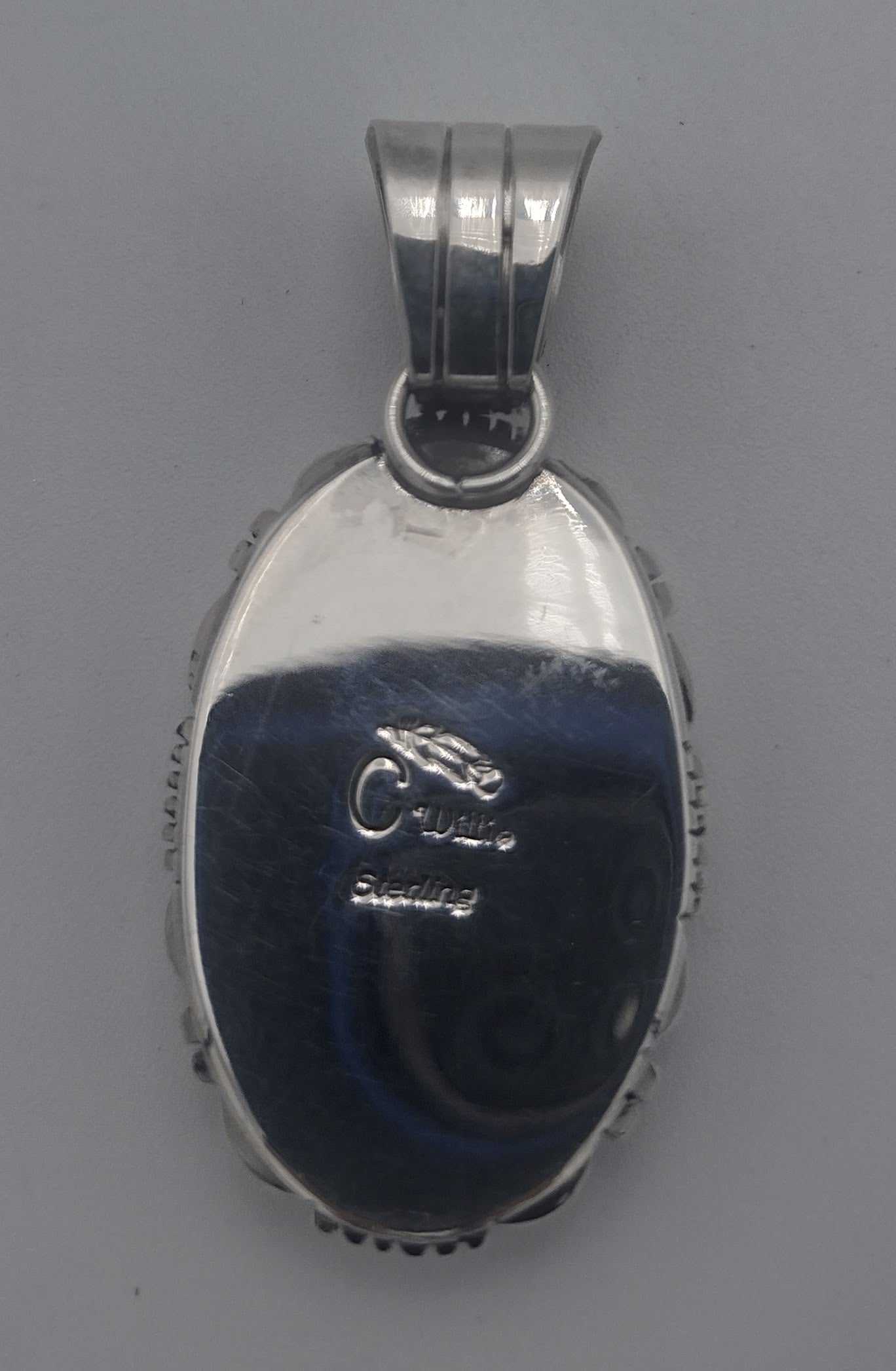 Sonoran Mountain Turquoise Sterling Silver Pendant by C. Willi Authentic Native American Handmade