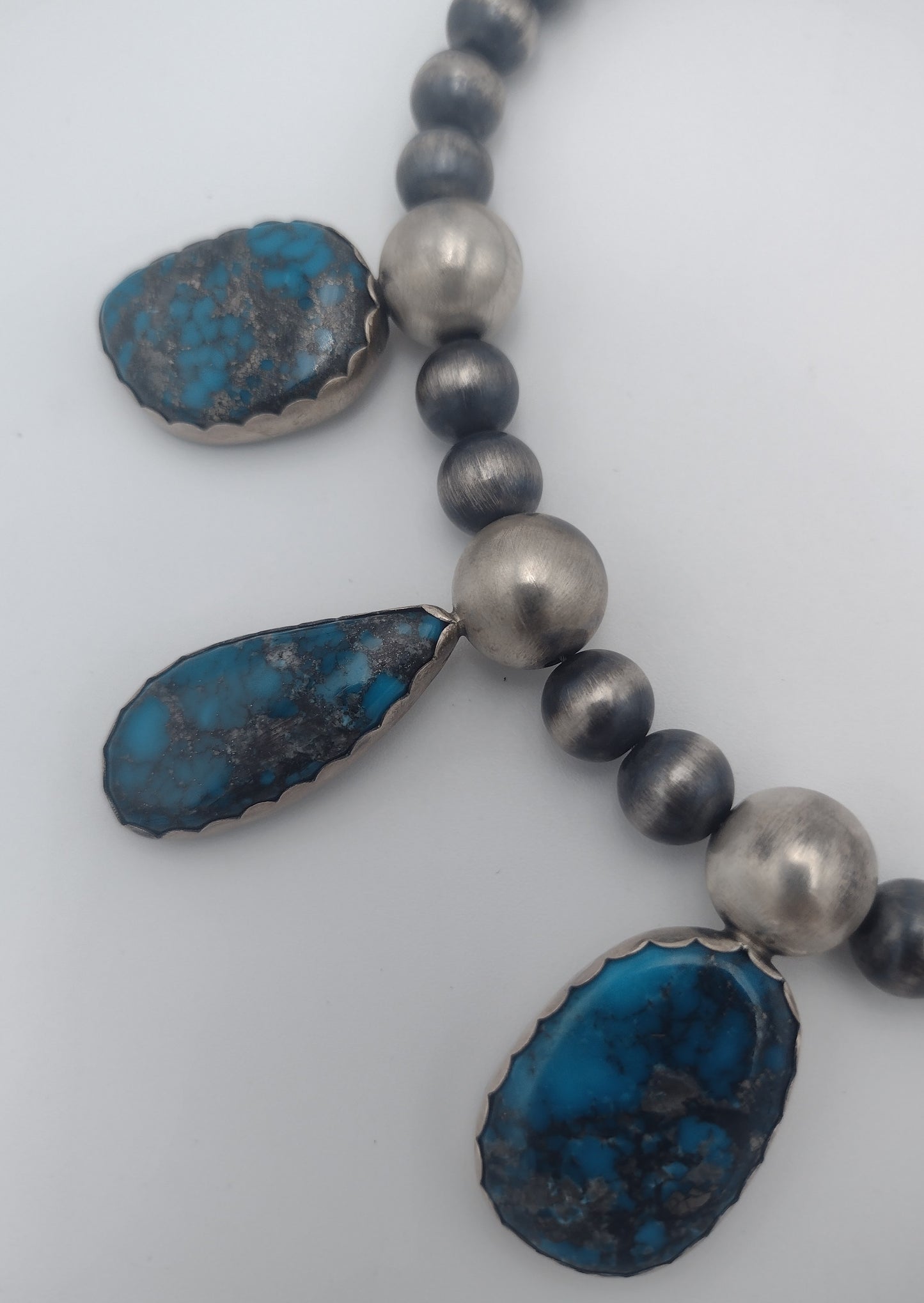 Authentic Native American 7-Stone Ithaca Peak Turquoise Sterling Silver Handmade Necklace