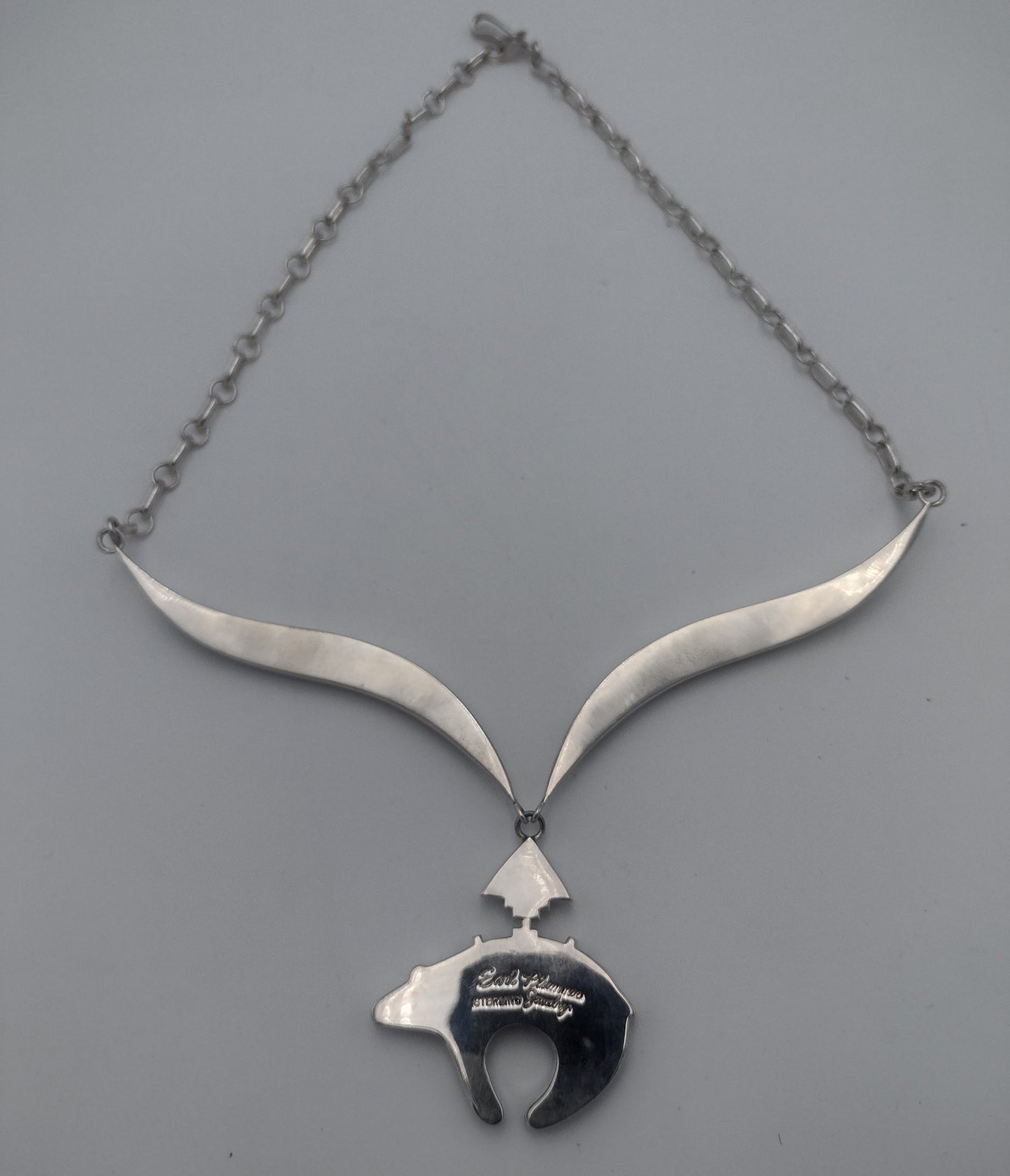 Authentic Handmade Bear Inlay Pendant Necklace by Earl Plummer - Turquoise Coral Lapis Sugilite