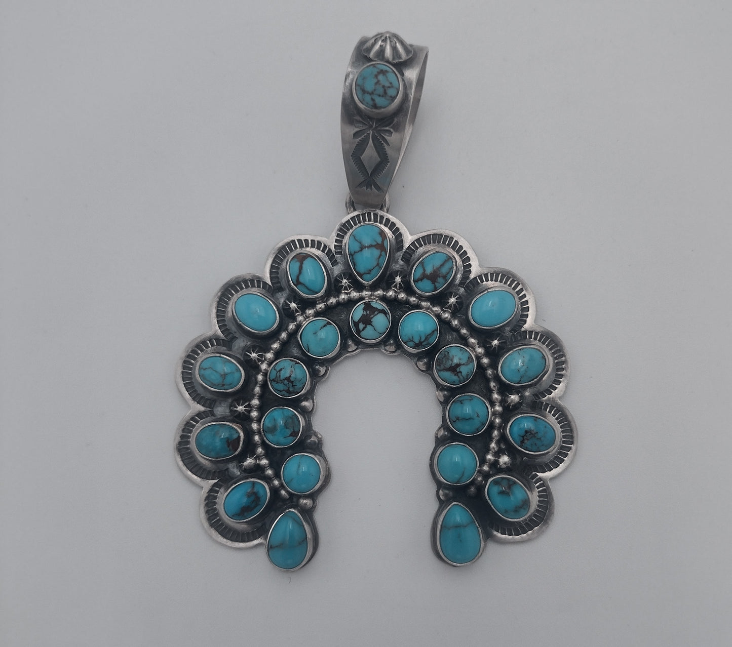 Authentic Prince Turquoise Naja Pendant by Randy Boys - Sterling Silver