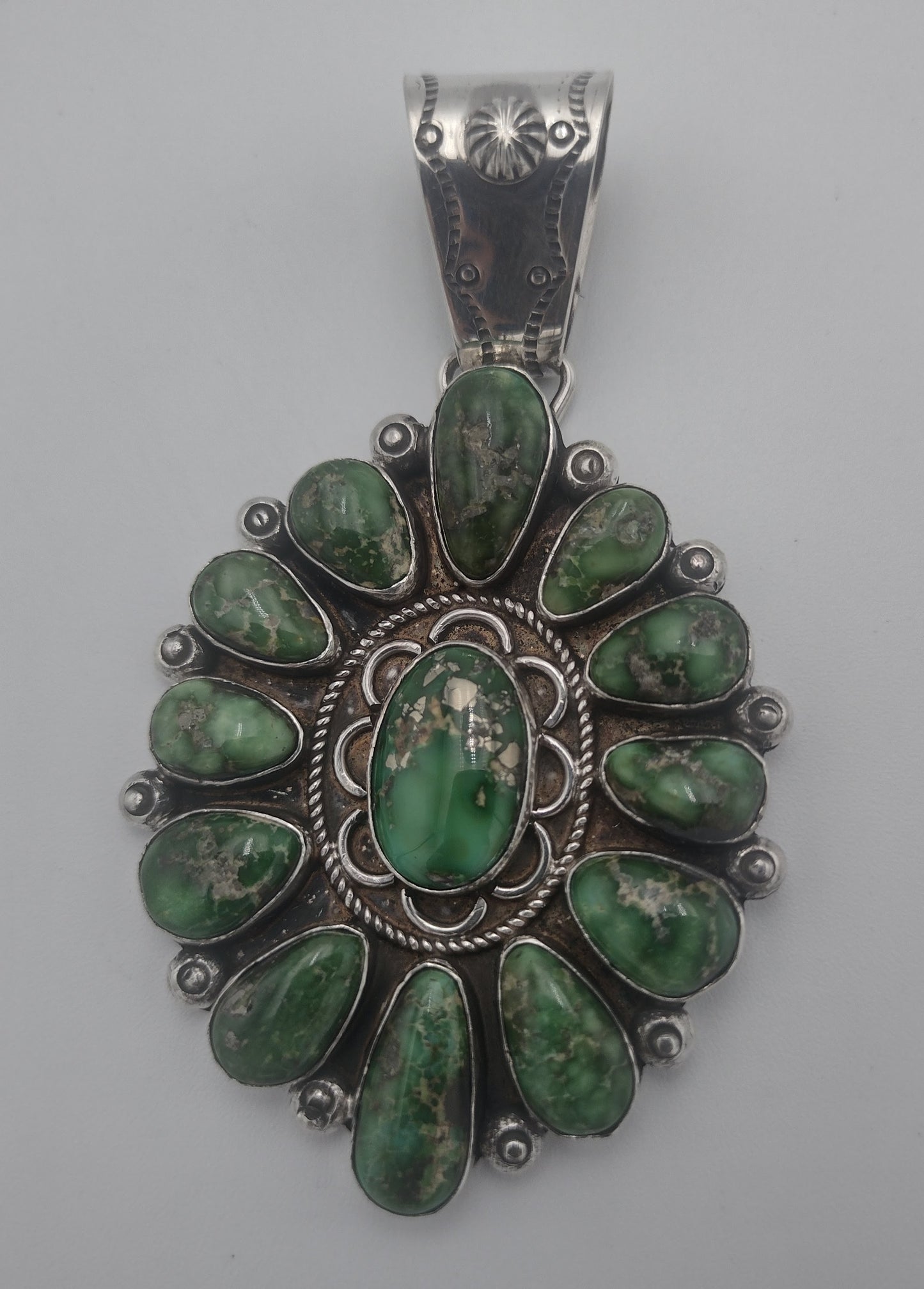 Sonoran GoldTurquoise Pendant Floral Cluster Design Authentic Native American Handmade