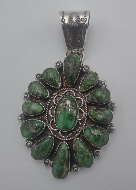 Sonoran GoldTurquoise Pendant Floral Cluster Design Authentic Native American Handmade