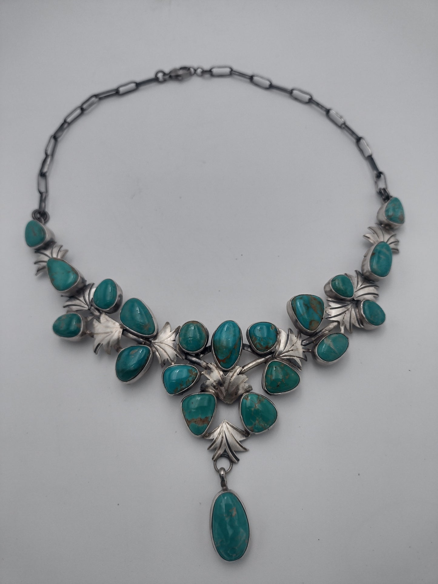 Fox Turquoise Multi-Stone Floral Leaf Necklace by Livingston