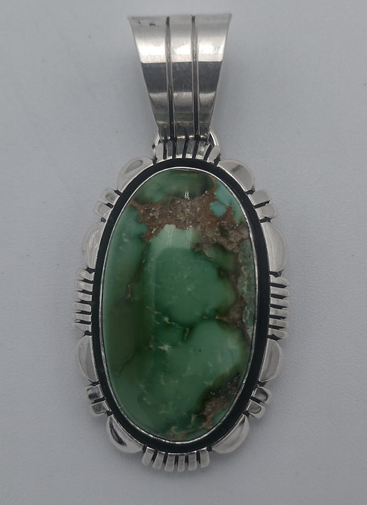 Sonoran Mountain Turquoise Sterling Silver Pendant by C. Willi Authentic Native American Handmade
