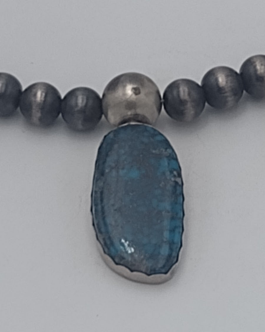 Authentic Native American 7-Stone Ithaca Peak Turquoise Sterling Silver Handmade Necklace