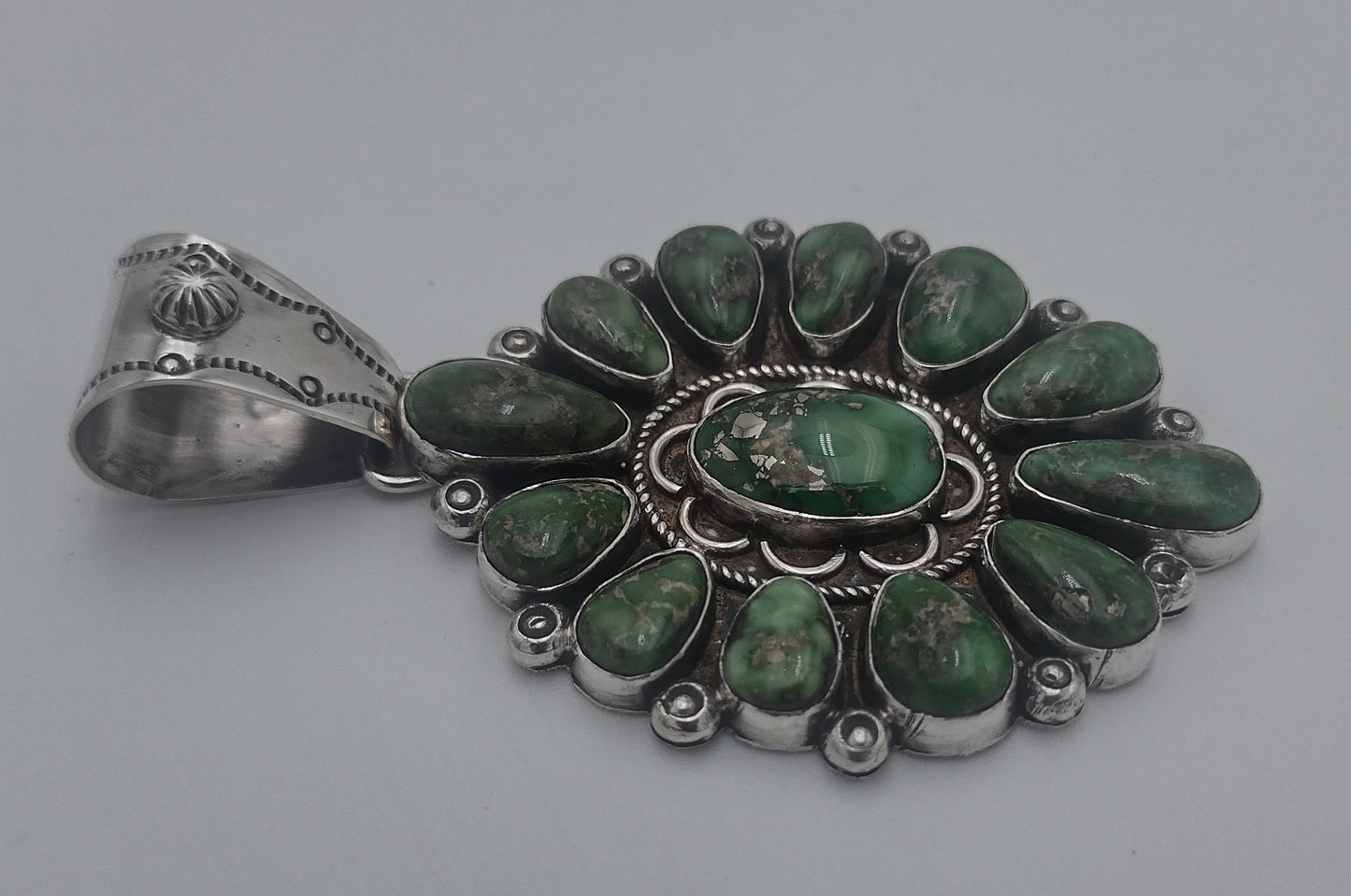 Sonoran GoldTurquoise Pendant Floral Cluster Design Authentic Native American Handmade