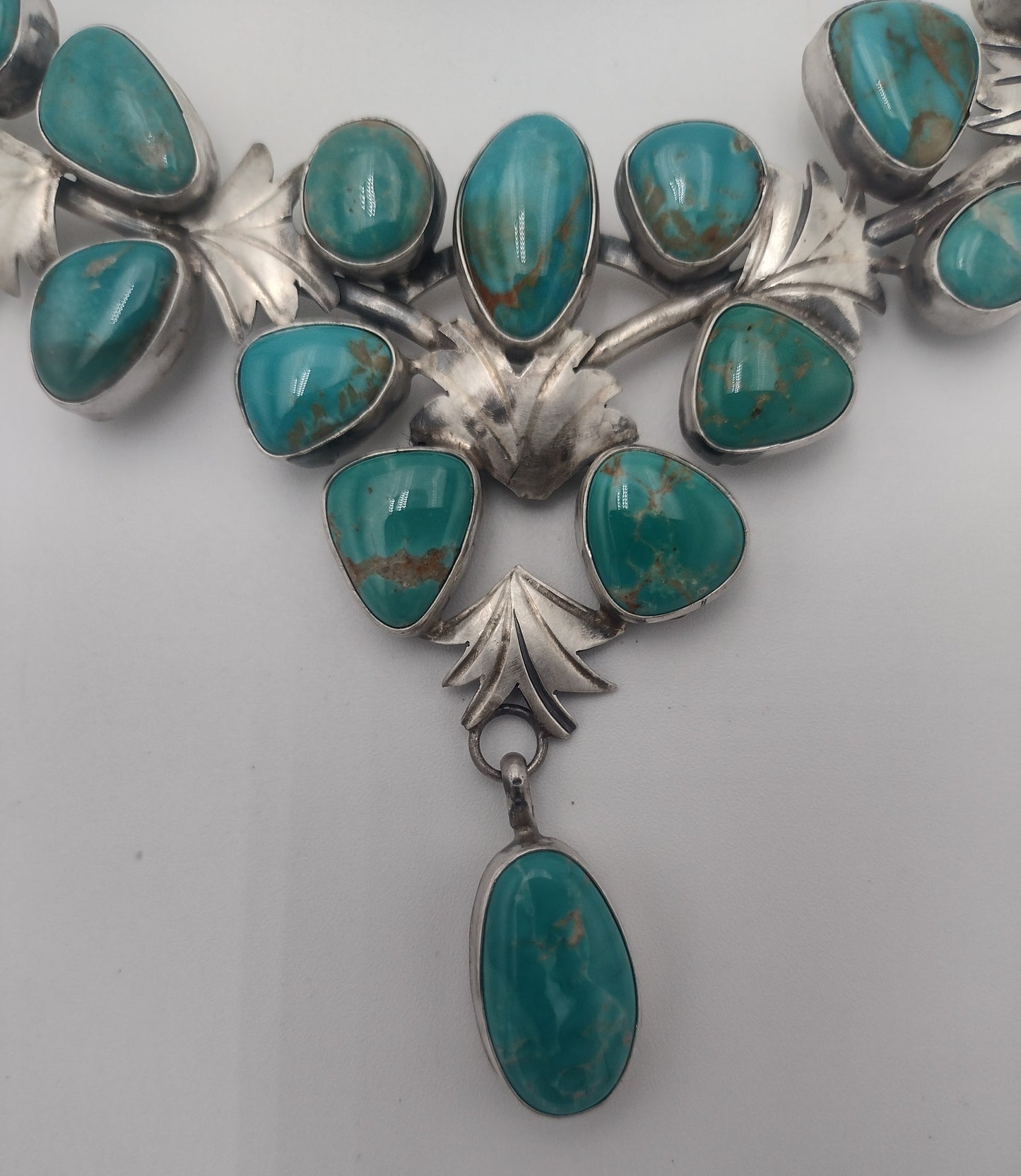 Fox Turquoise Multi-Stone Floral Leaf Necklace by Livingston