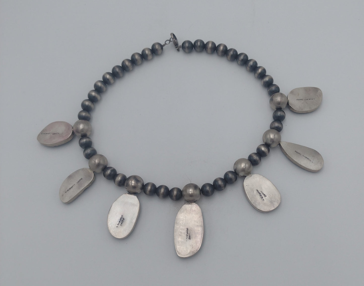 Authentic Native American 7-Stone Ithaca Peak Turquoise Sterling Silver Handmade Necklace