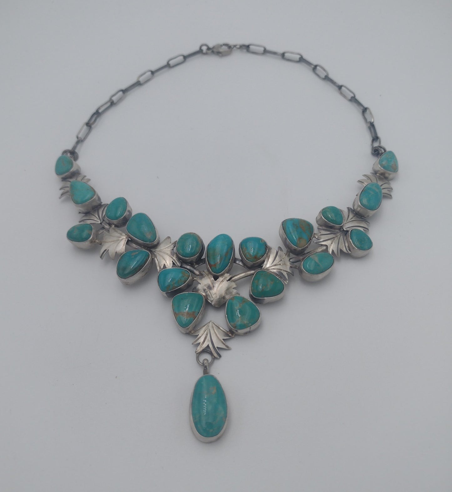 Fox Turquoise Multi-Stone Floral Leaf Necklace by Livingston
