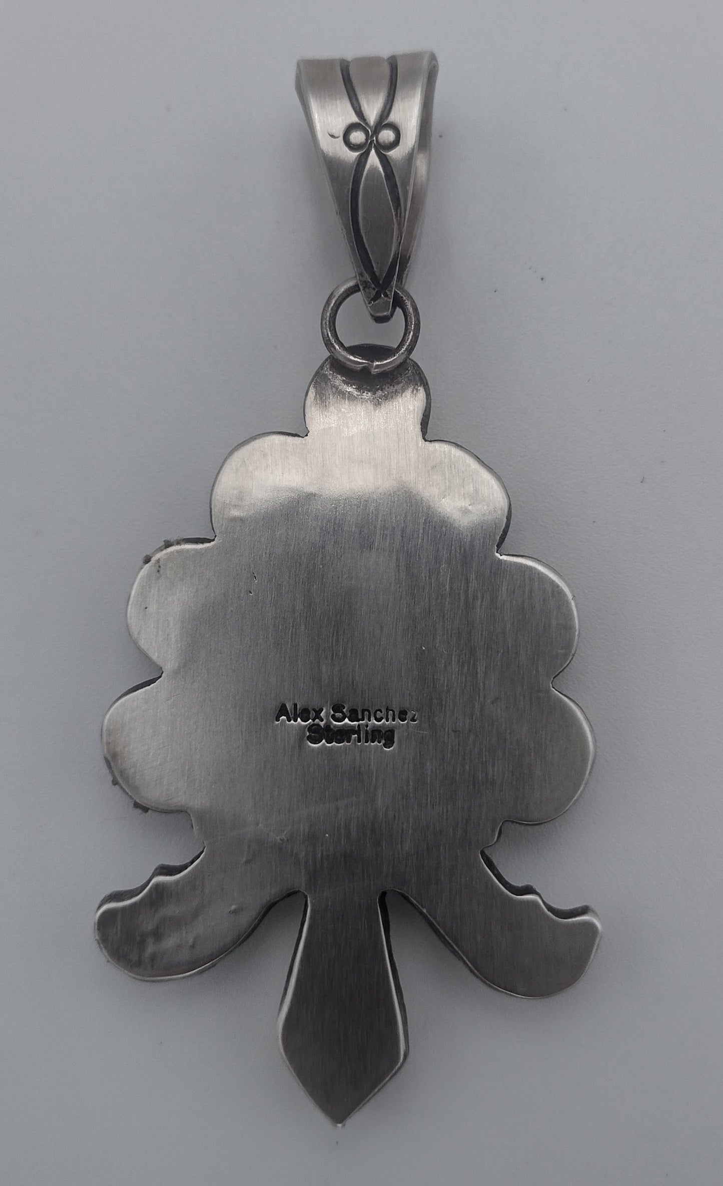 Triangular Prince Turquoise Sterling Silver Pendant - Alex Sanchez Navajo Handmade