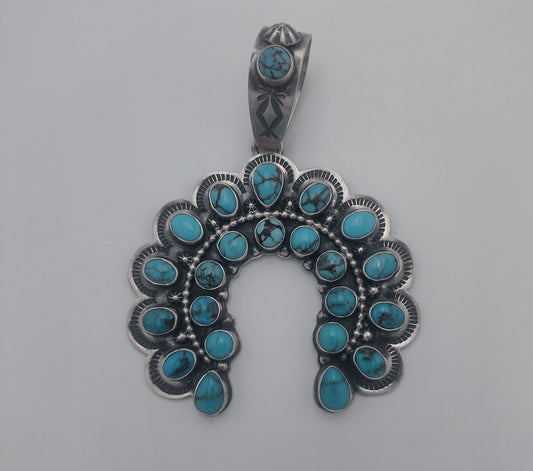 Authentic Prince Turquoise Naja Pendant by Randy Boys - Sterling Silver