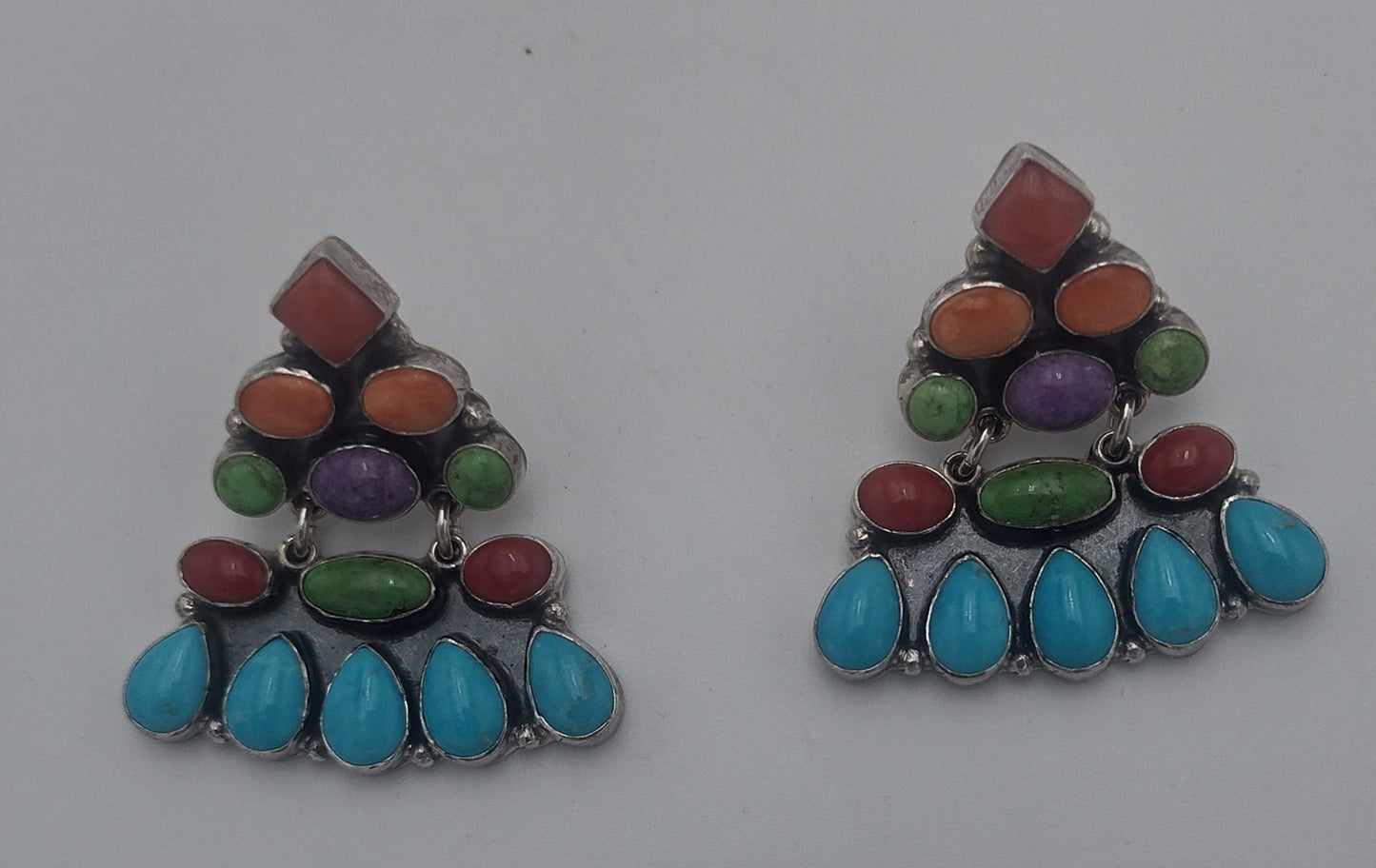 Multicolor Post Earrings by Don Lucas - Sleeping Beauty Turquoise Coral