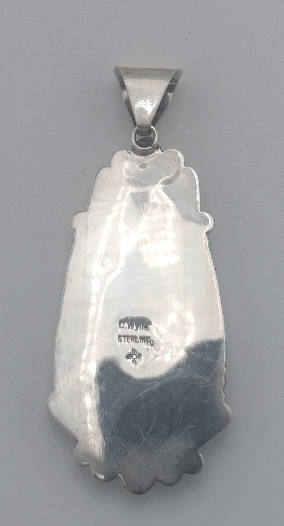 Kingman Waterweb Turquoise Sterling Silver Teardrop Pendant - C. Wylie Navajo Handmade