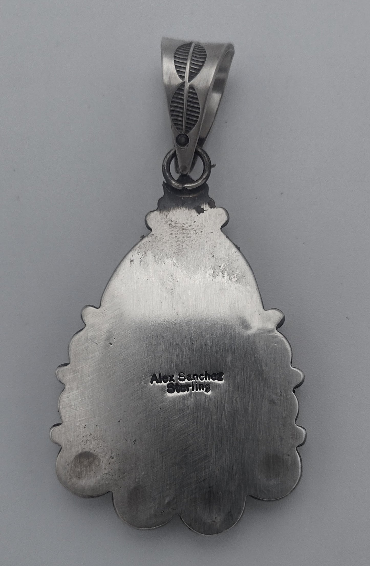 Triangular Prince Turquoise Sterling Silver Pendant - Alex Sanchez Navajo Handmade